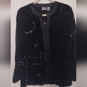 Chico's size 1 (8-10) Sparkly Velvety Burnout  Shacket Beaded Fun New With Tags